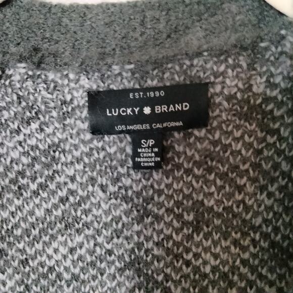 Lucky Brand Womens Sz S Grey Cheetah Print Long Line Open Front Duster Cardigan - Picture 5 of 9